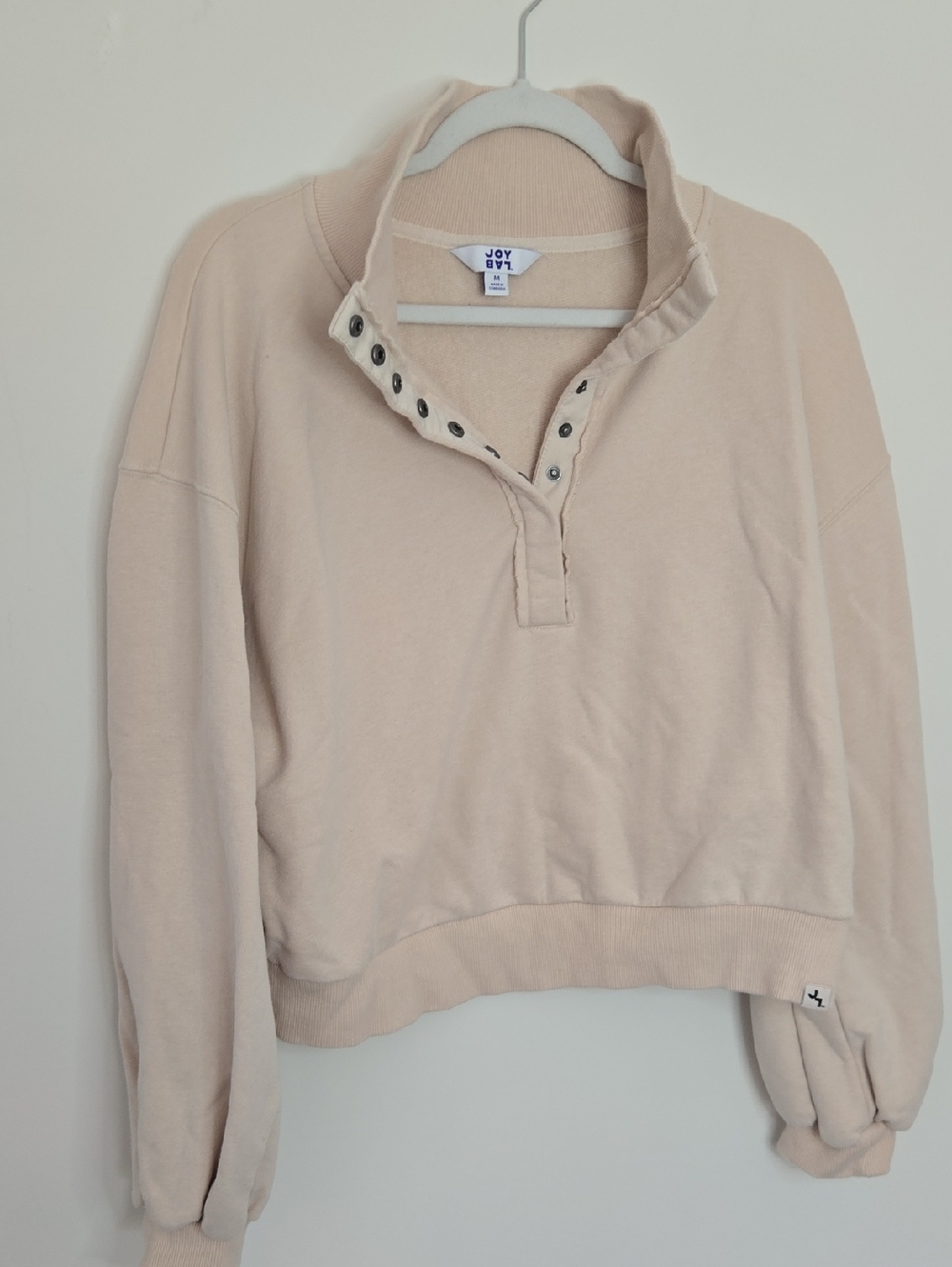 JoyLab Beige Snap-Front Cropped Sweatshirt Normcore Athleasure Elevated Basic M
